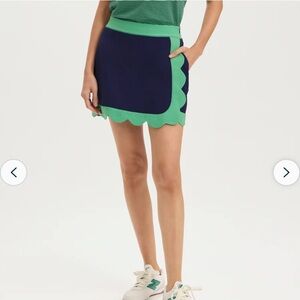 Navy and Green Scalloped Women's Skirt